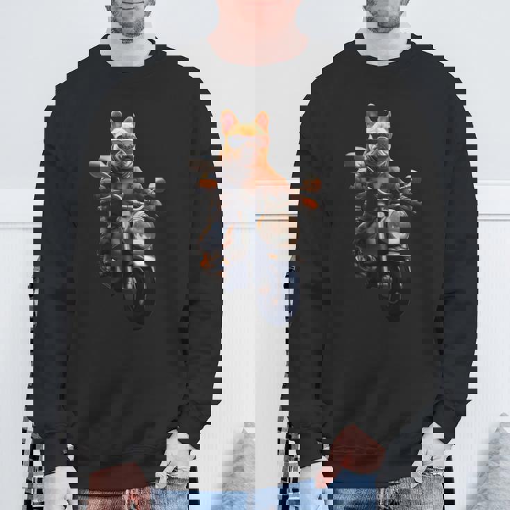 面白いtシャツ フレンチブルドッグ バイク イヌ メンズ 犬好き グッズ おもしろ 面白い 服 ネタ 長袖tシャツ スウェットシャツ 高齢者への贈り物