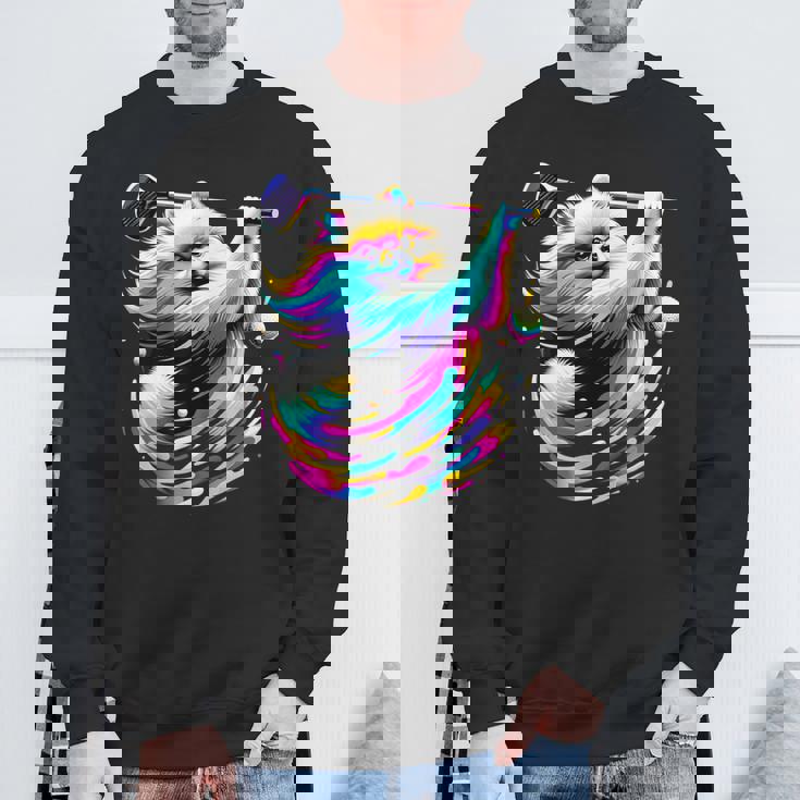 面白いtシャツ ポメラニアン ゴルフ イヌ メンズ 犬好き グッズ かわいい おもしろ 面白い 服 ネタ スウェットシャツ 高齢者への贈り物