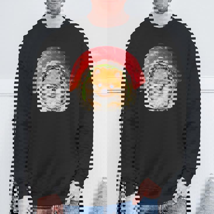 面白いtシャツ ポメラニアン 犬 イヌ 寿司 メンズ 犬好き グッズ かわいい おもしろ 面白い 服 ネタ スウェットシャツ 高齢者への贈り物