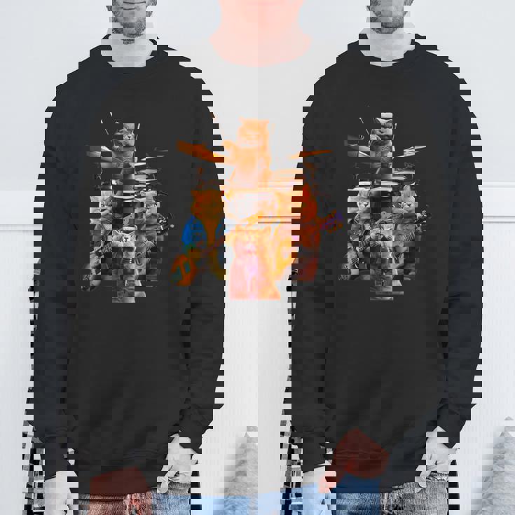 面白いtシャツ 猫 ネコ ギター バンド メンズ 猫好き グッズ おもしろ 面白い 服 ネタ にゃんこ スウェットシャツ 高齢者への贈り物