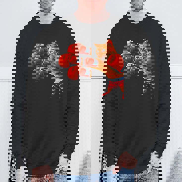 面白いtシャツ 猫 ネコ ボクシング メンズ 猫好き グッズ おもしろ 面白い 服 ネタ にゃんこ 猫の下僕 スウェットシャツ 高齢者への贈り物