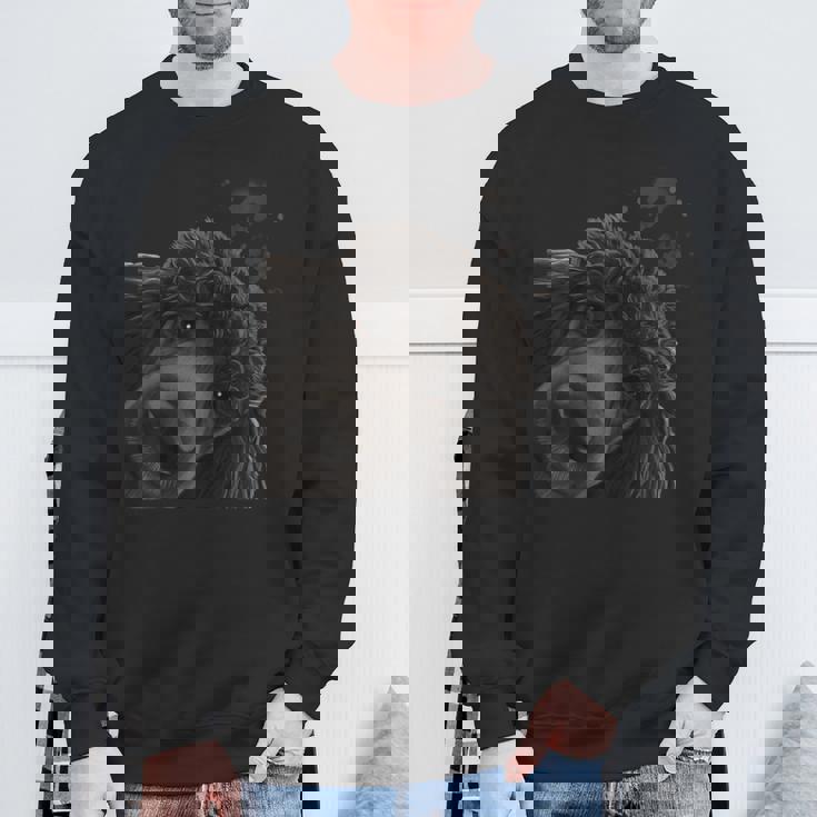 面白いおさるの犬 ブラック スタンダードプードル スウェットシャツ 高齢者への贈り物