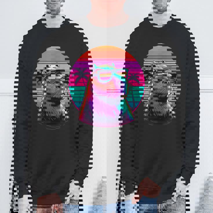 面白いカピバラ ヴィンテージ げっ歯類 レトロ ヴェイパーウェーブ 美的ゴス スウェットシャツ 高齢者への贈り物