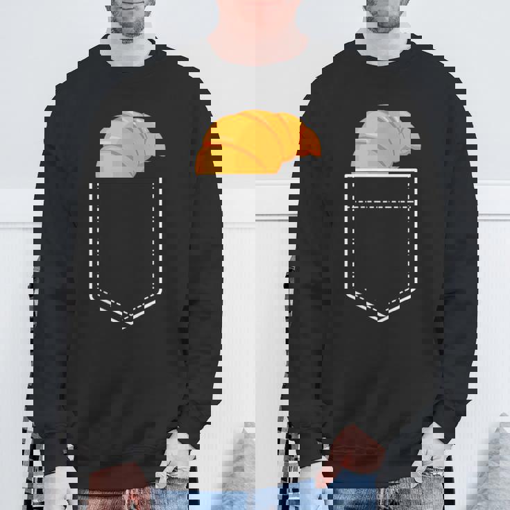 面白いクロワッサンインザポケット 食通 フレンチクロワッサンポケット スウェットシャツ 高齢者への贈り物