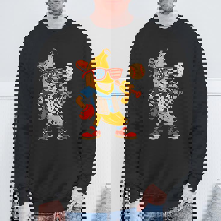 面白いバナナ野球アメリカ国旗サングラス 7月4日 スウェットシャツ 高齢者への贈り物