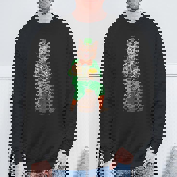 面白いレプラコーン猫、ハッピーセントパトリックデー スウェットシャツ 高齢者への贈り物