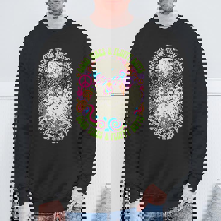 鶏好き ふわふわ お尻 バイブ 動物 ユーモア スウェットシャツ 高齢者への贈り物