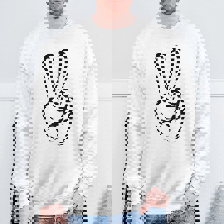 2本指 ピースサイン キュート ビクトリー ハンド ジェスチャー ピースシンボル スウェットシャツ 高齢者への贈り物