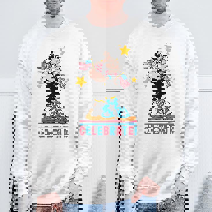 7月4日 「ポパイとオリーブオイルの愛国心」 彼と彼女 スウェットシャツ 高齢者への贈り物