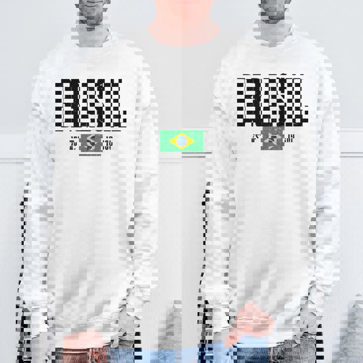 Brasil Est 1500 ブラジル ブラジリアン 国旗 プライド 長袖tシャツ スウェットシャツ 高齢者への贈り物