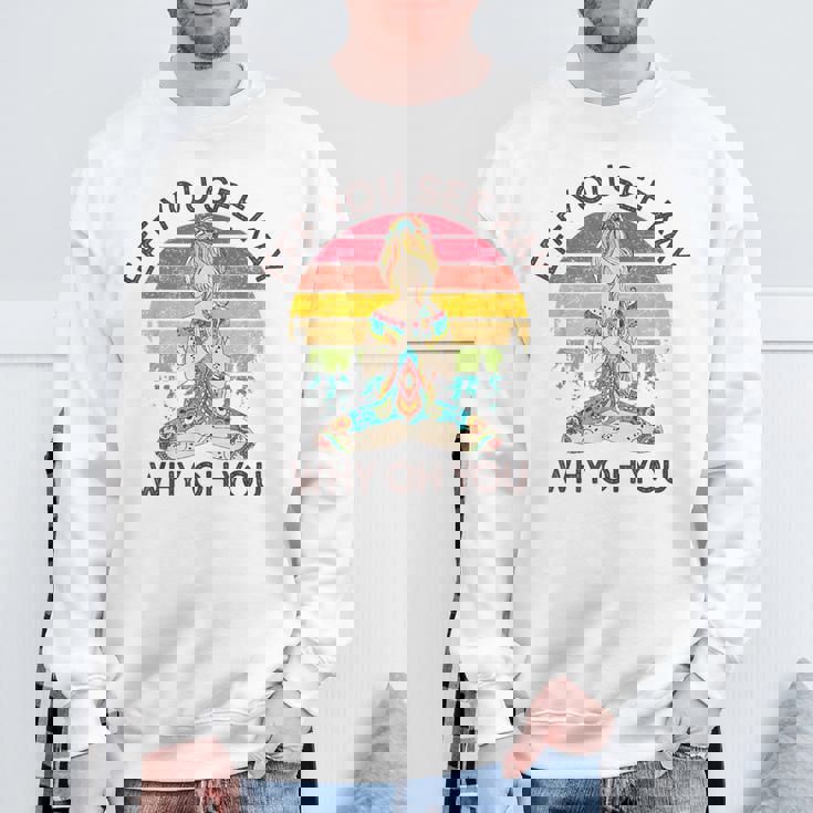 Eff Youee Kay Why Oh You レトロ サンセット タトゥーガール ヨガ スウェットシャツ 高齢者への贈り物