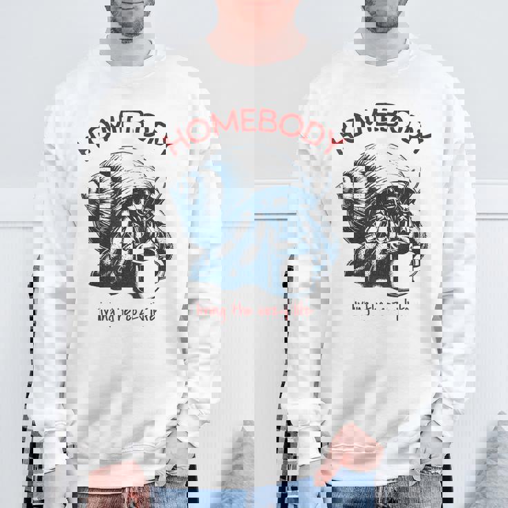 Homebody 居心地の良い生活 面白いヤドカリとコーヒー スウェットシャツ 高齢者への贈り物