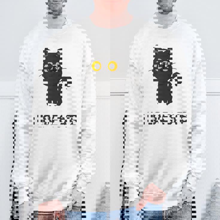 I Love Cats シャツ キュート 黒猫好き キッズ 子猫 スウェットシャツ 高齢者への贈り物