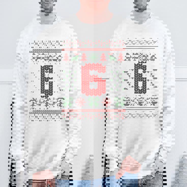 Number 6 Santa Ugly Christmas Sweatshirt Gifts for Old Men