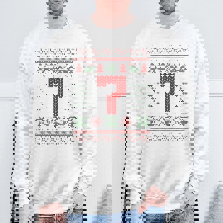 Number 7 Santa Ugly Christmas Sweatshirt Gifts for Old Men