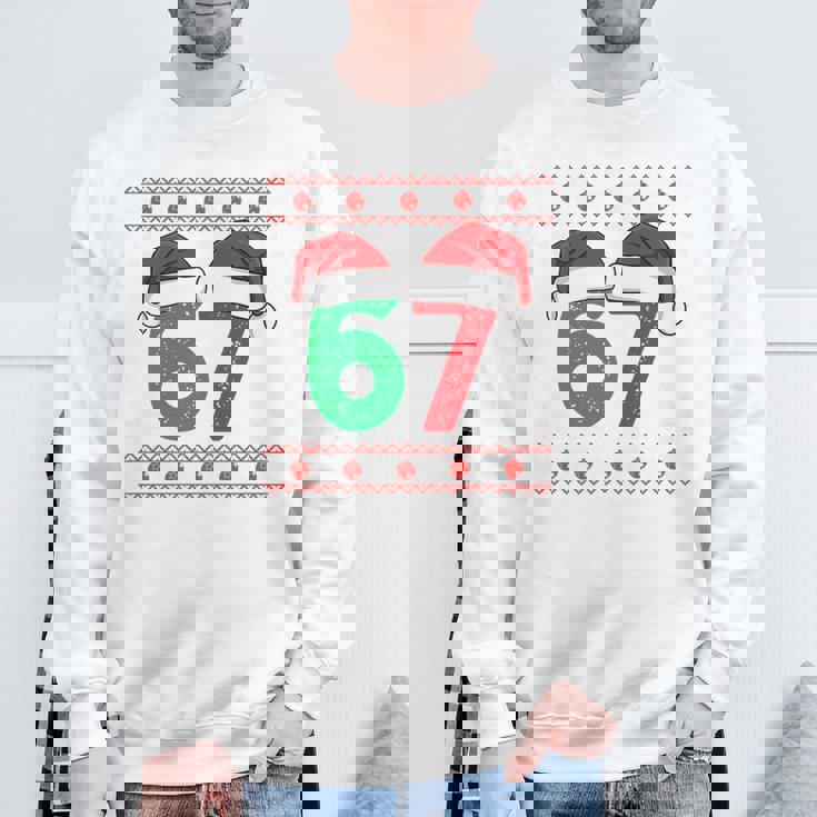 Six Seven Christmas 6 7 Ugly Christmas Sweater Tri-Blend Sweatshirt Gifts for Old Men