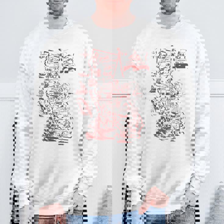 Trendy California Republic Landmarks Map Outlineintage スウェットシャツ 高齢者への贈り物