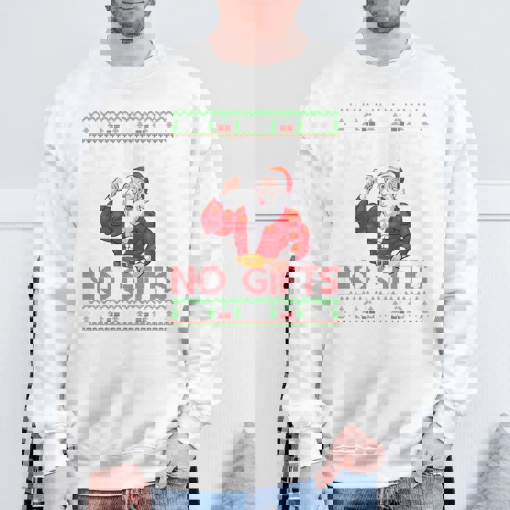 Weightlifting Workout Gym Santa Christmas Ugly Sweater Xmas Tri-Blend Sweatshirt Gifts for Old Men