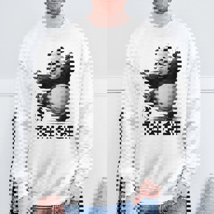 おもしろパンダ 動物 太極拳 格闘技 陰陽バランス スウェットシャツ 高齢者への贈り物