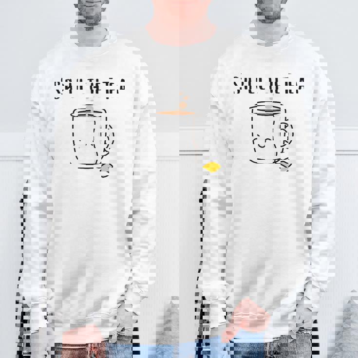 お茶をこぼす 友情 お茶好きの人 かわいい かわいい 湯呑み パーティー スウェットシャツ 高齢者への贈り物