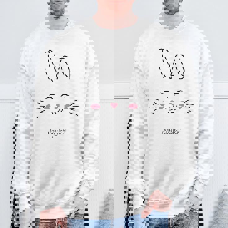 かわいいバニーフェイス イースターバッグ ピンク ハート イースター スウェットシャツ 高齢者への贈り物