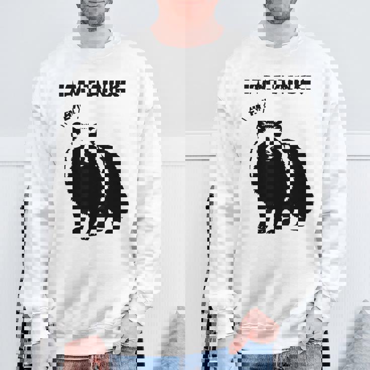 たぬきのシルエット I Am Tanuki おもしろ ユニーク 白黒 アニマル かわいい動物 狸 タヌキ 野生動物 スウェットシャツ 高齢者への贈り物