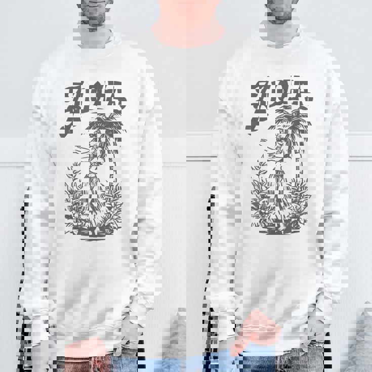 アロハ レトロ ハワイ ヤシの木 ルアウ ダンサー シルエット トロピカル スウェットシャツ 高齢者への贈り物