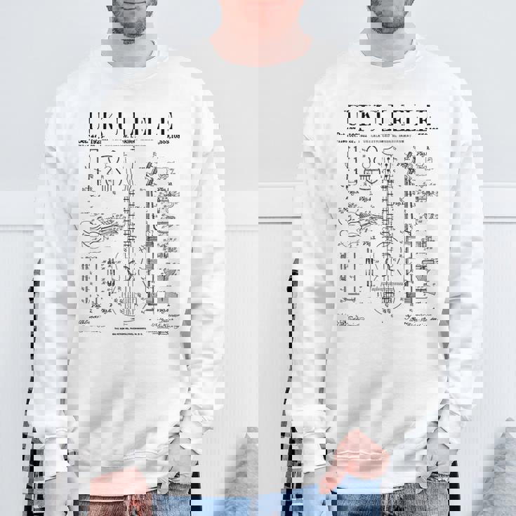 ウクレレ楽器 ウケ ヴィンテージ 特許 図面 プリント スウェットシャツ 高齢者への贈り物