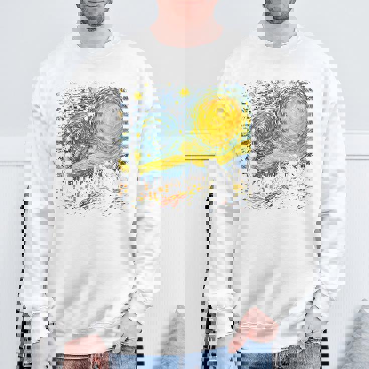 カエル 星月夜 面白い カエル ゴッホ 美的アート ミーム スウェットシャツ 高齢者への贈り物