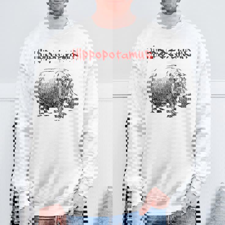 カバ ヴィンテージ シンプル ミニマリスト カバ グラフィック スウェットシャツ 高齢者への贈り物