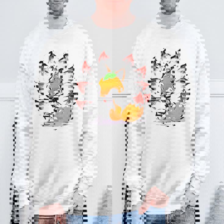 キタキツネ 狐 九尾 スウェットシャツ 高齢者への贈り物