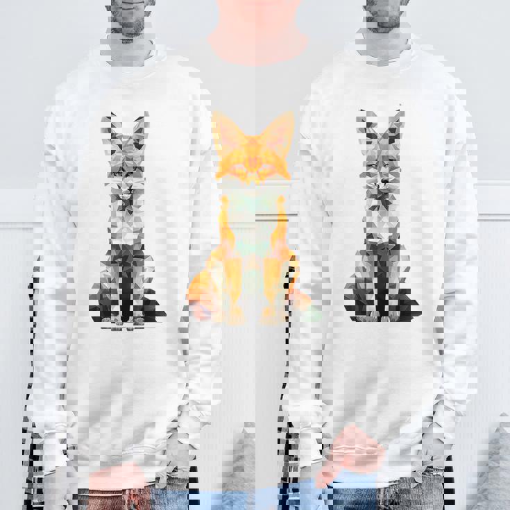 キツネ アニマル柄 グラフィック ポートレート イラスト 幾何学 キツネ スウェットシャツ 高齢者への贈り物