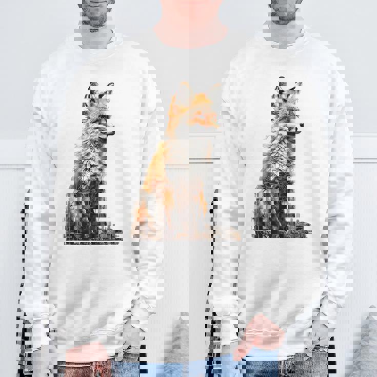 キツネ アニマル柄 モチーフ 抽象 イラスト 描画 狐 スウェットシャツ 高齢者への贈り物