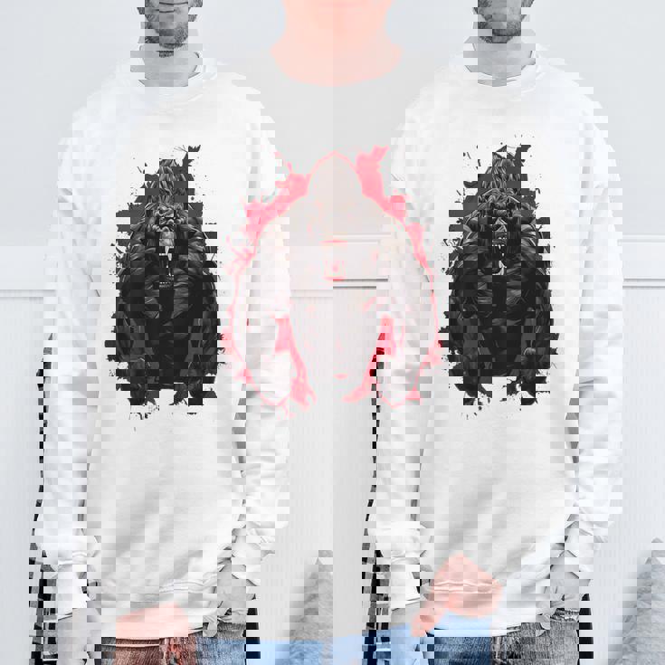 ゴリラ・ボディビル・ワークアウト バックプリント・ジム スウェットシャツ 高齢者への贈り物