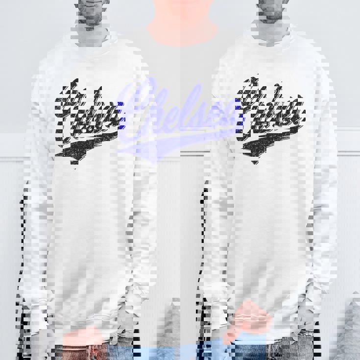 チェルシー ロンドン イングランド バーシティ スクリプト クラシック スポーツ ジャージ スウェットシャツ 高齢者への贈り物