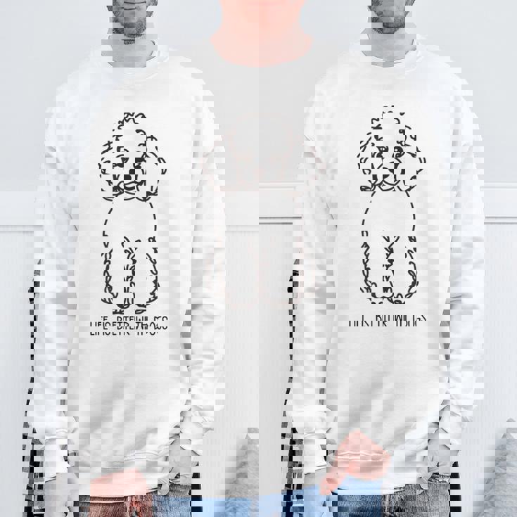 トイ プードル シルエット ラインアート 犬がいると人生はもっと楽しい デザイン スウェットシャツ 高齢者への贈り物