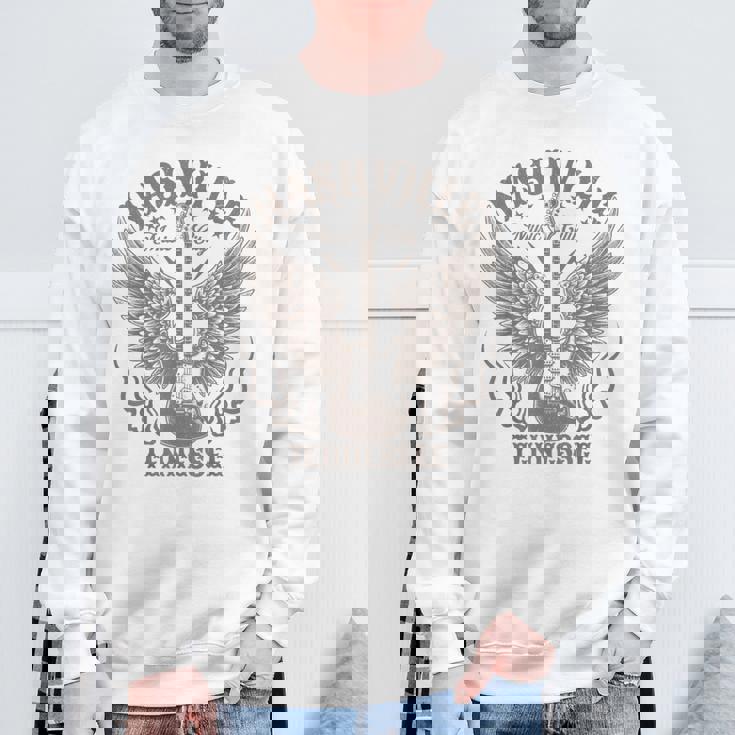 ナッシュビル テネシー ギター カントリーミュージック シティ レディース メンズ キッズ スウェットシャツ 高齢者への贈り物