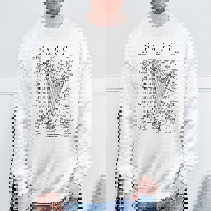 ハープ ヴィンテージ 特許ハーピスト ドローイングプリント スウェットシャツ 高齢者への贈り物