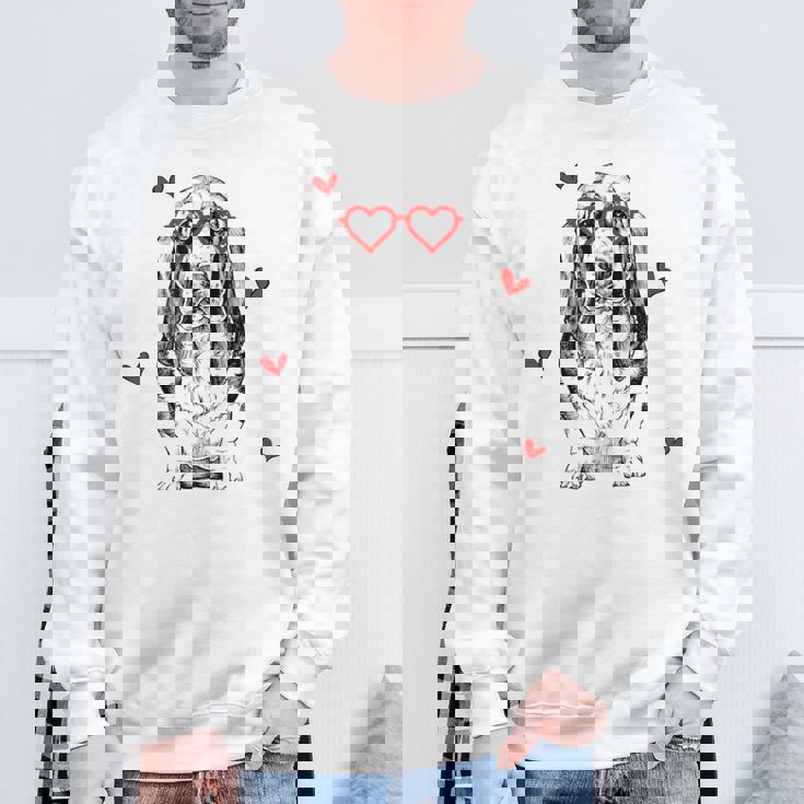 バセットハウンド ハートグラス バレンタインデー 犬 ママ スウェットシャツ 高齢者への贈り物