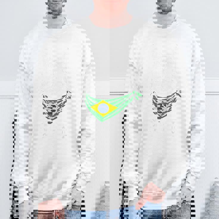 ビンテージ ブラジルの旗 面白い ブラジル 猫 サングラス スウェットシャツ 高齢者への贈り物