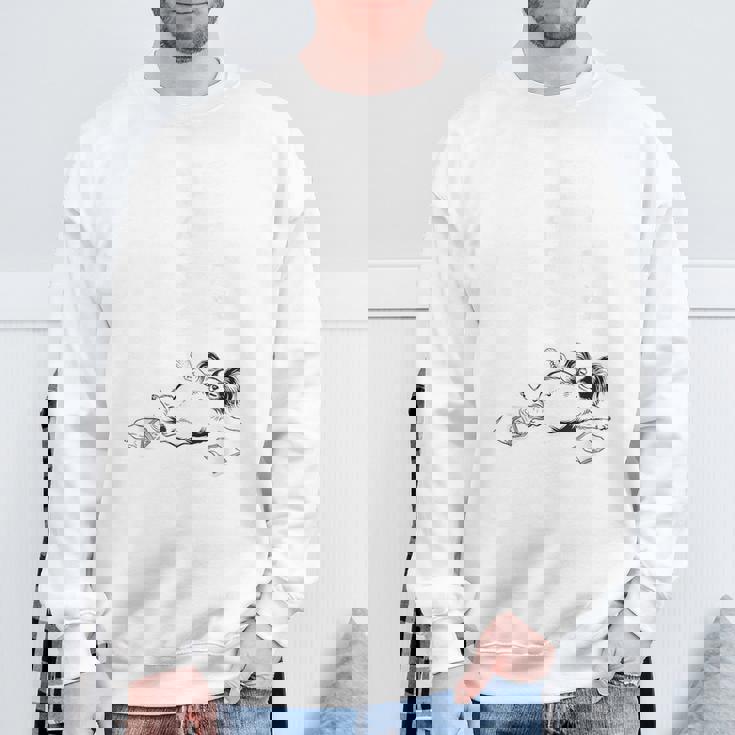 モテるデブ パピヨン グッズ ぽっちゃり 犬 おもしろ 面白い ネタ 笑える 和風 スウェットシャツ 高齢者への贈り物