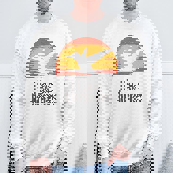 レトロ ヴィンテージ サンセット 2024 I Love Hummers コリブリ ハチドリ スウェットシャツ 高齢者への贈り物