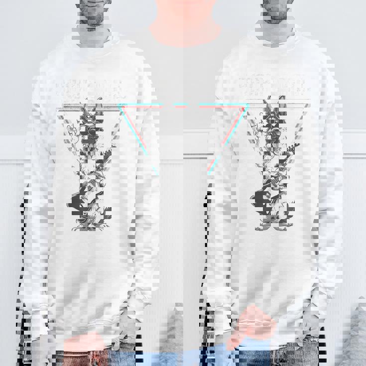 ロックンロール ドッグ ギター ミュージック バイブ スウェットシャツ 高齢者への贈り物