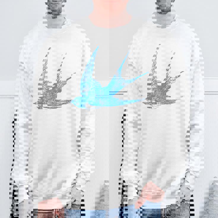 古びたツバメの青い鳥 シルエット 鳥 鳥 イラスト スウェットシャツ 高齢者への贈り物