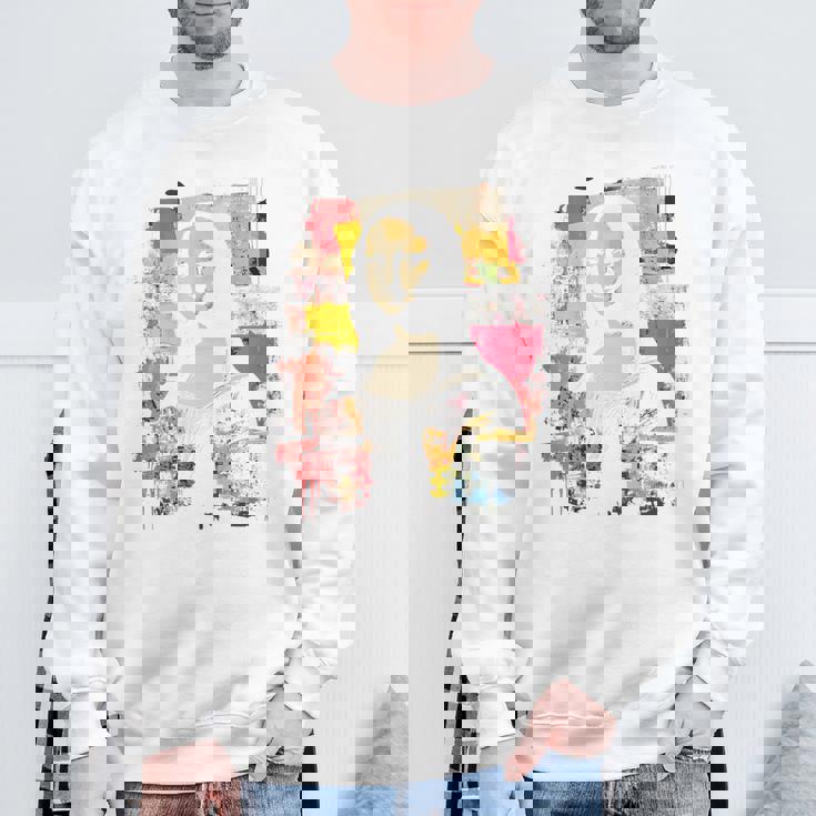 抽象グラフィティ モナリザ バックプリント スウェットシャツ 高齢者への贈り物