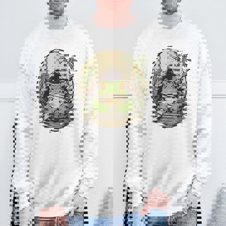 日本の不機嫌なカエル浮世絵 アニメ 日本アート スウェットシャツ 高齢者への贈り物