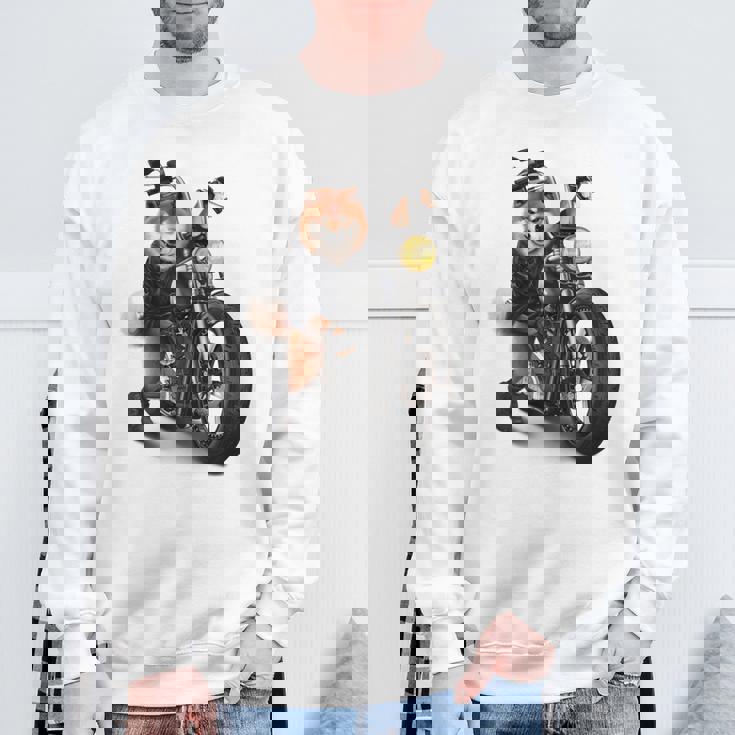 柴犬 いばけん 犬 バイク バイカー 長袖tシャツ スウェットシャツ 高齢者への贈り物