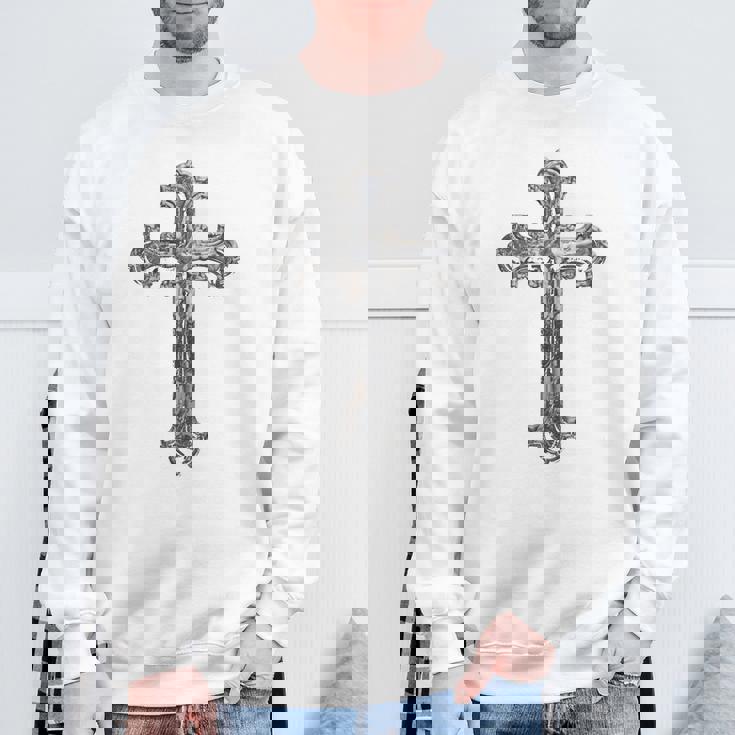 背中に十字架 大きな十字架 クリスチャン スウェットシャツ 高齢者への贈り物