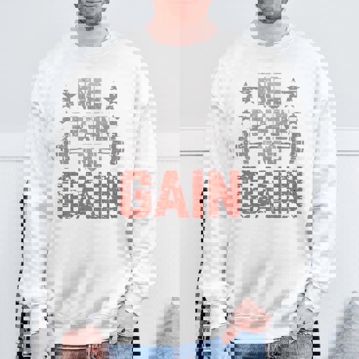 裏面にプリント No Pain No Gainign No Pain No Gain Meme スウェットシャツ 高齢者への贈り物