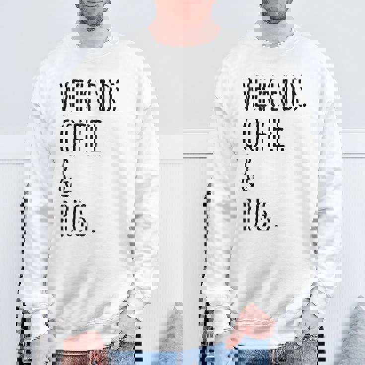 週末コーヒーパグ犬 スウェットシャツ 高齢者への贈り物